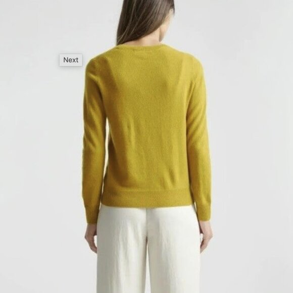 NWT Quince Mongolian Cashmere Crewneck Sweater, Spicy Mustard, Medium - Picture 2 of 8